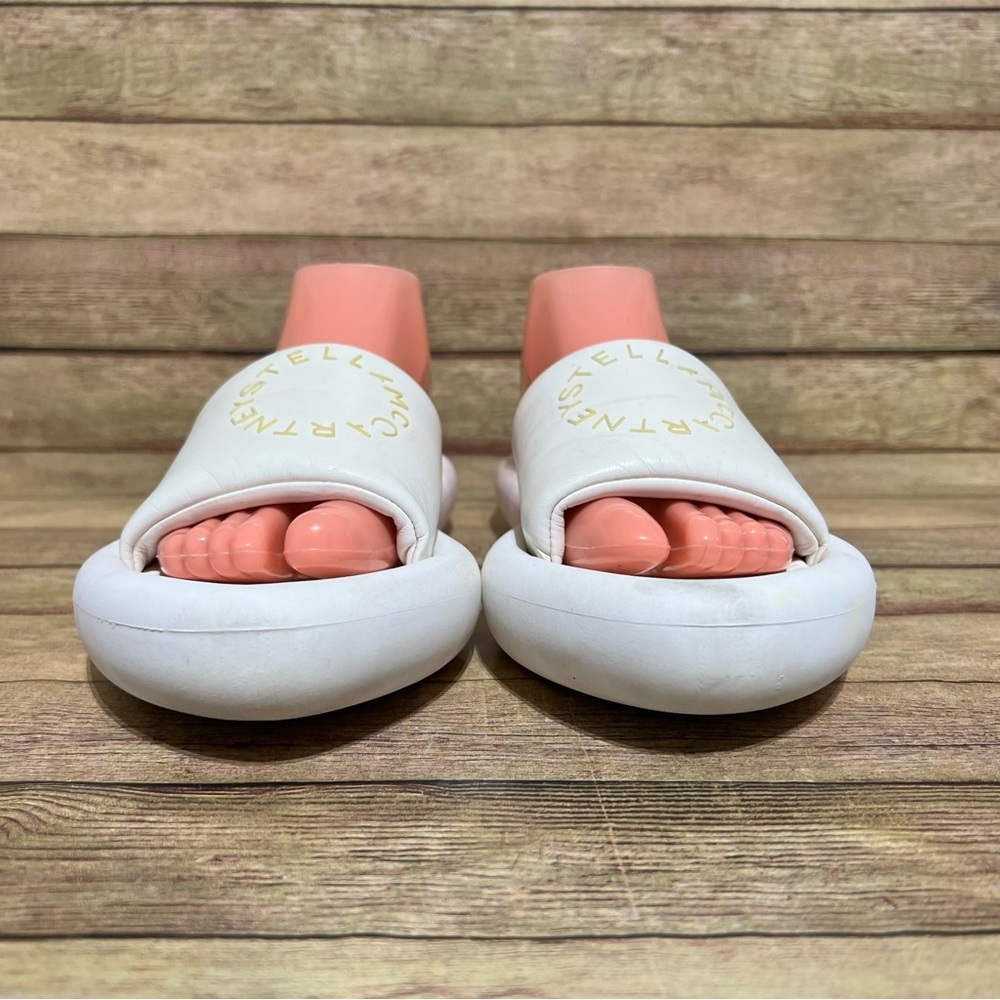 Stella Mcartney White Vegan Leather Padded Pointed Slide Sandals - Picture 5 of 9